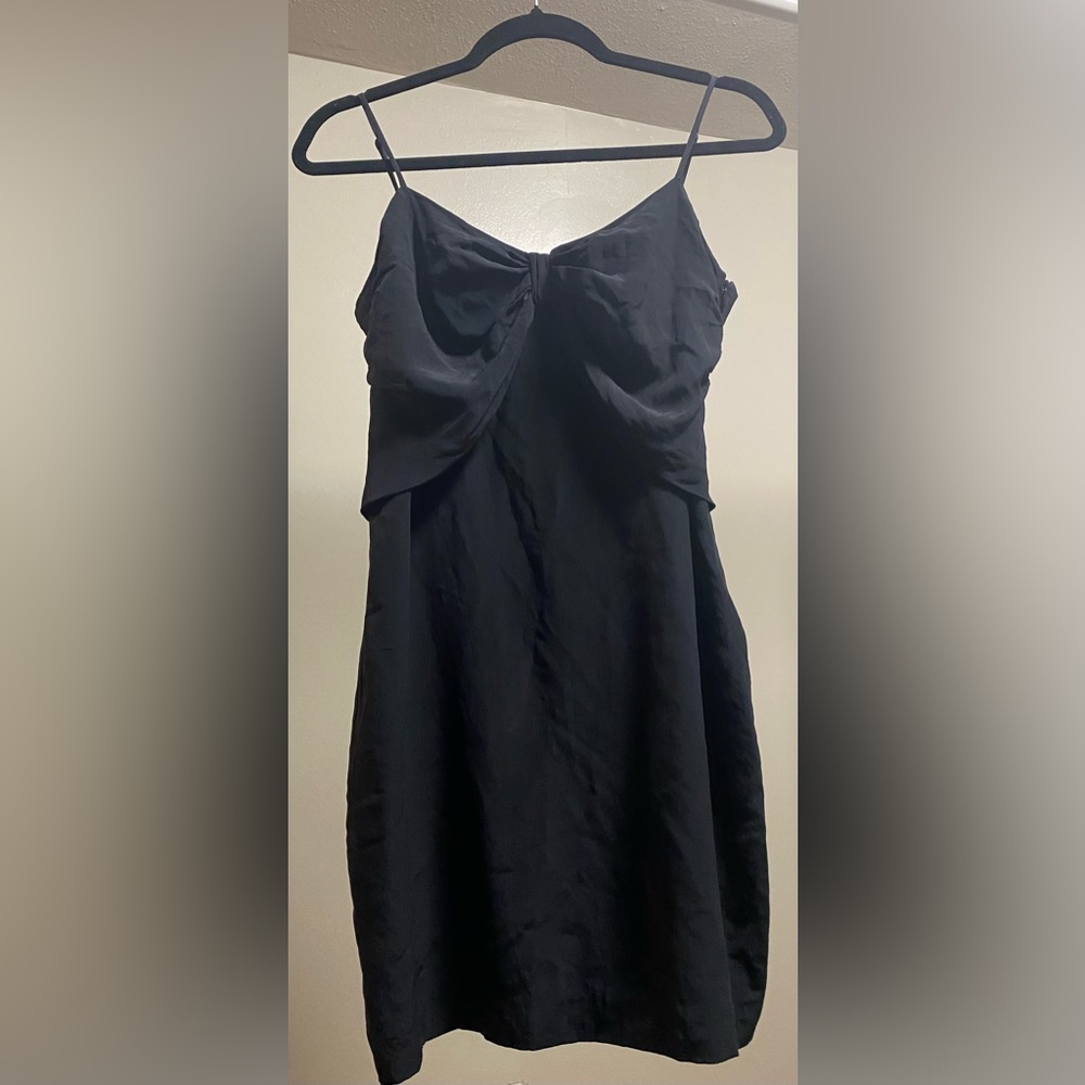 Club Monaco Black Silk Above the Knee Slipdress